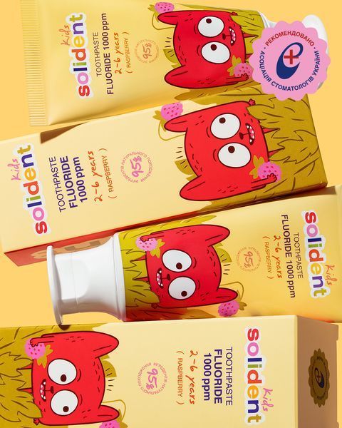 Дитяча зубна паста Solident Kids з фтором 1000 ppm, 50 ml 518 фото